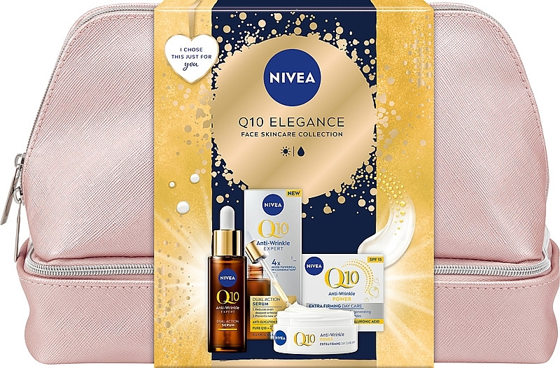 Gesichtspflegeset - NIVEA Q10 Elegance (Tagescreme 50ml + Gesichtsserum 30ml + Kosmetiktasche) — Bild N1