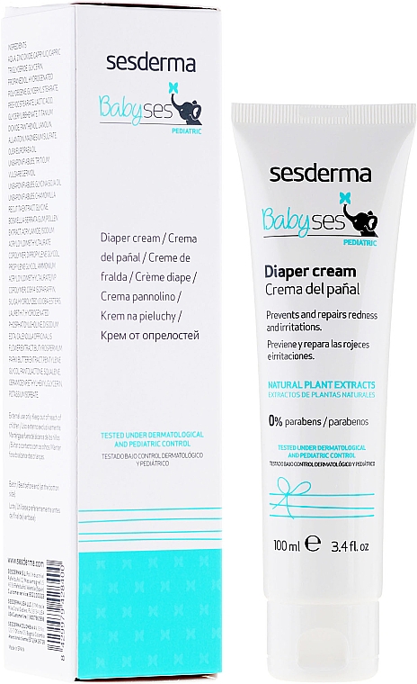 Beruhigende Windelcreme gegen Rötungen und Reizungen mit natürlichen Pflanzenextrakten - Sesderma Laboratories Babyses Diaper Cream — Bild N1