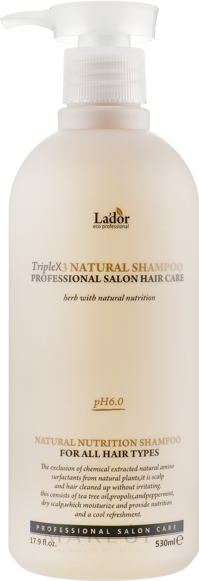 Sulfatfreies Bio Shampoo - La'dor Triplex Natural Shampoo — Bild 530 ml