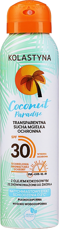 Transparenter trockener Sonnenschutznebel für Körper und Gesicht SPF 30 - Kolastyna Coconut Paradise SPF30 — Bild N1