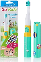 Elektrische Zahnbürste mit Aufklebern grün - Brush-Baby Go-Kidz Pink Green Toothbrush  — Bild N2