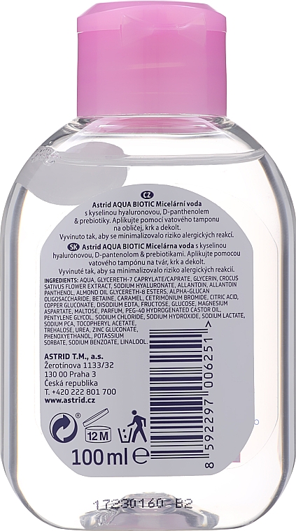 3in1 Mizellen-Reinigungswasser für trockene und empfindliche Haut - Astrid Aqua Biotic — Bild N2