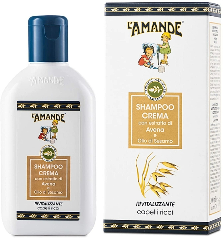 Revitalisierendes Creme-Shampoo für welliges, lockiges und widerspenstiges Haar mit Haferextrakt und Sesamöl - L'Amande Revitalizing Oat Curly Cream Shampoo — Bild N1