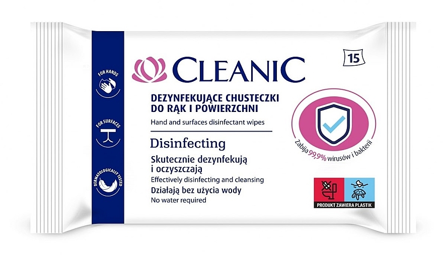 Desinfektionstücher 15 St. - Cleanic Disinfecting Wipes — Bild N1