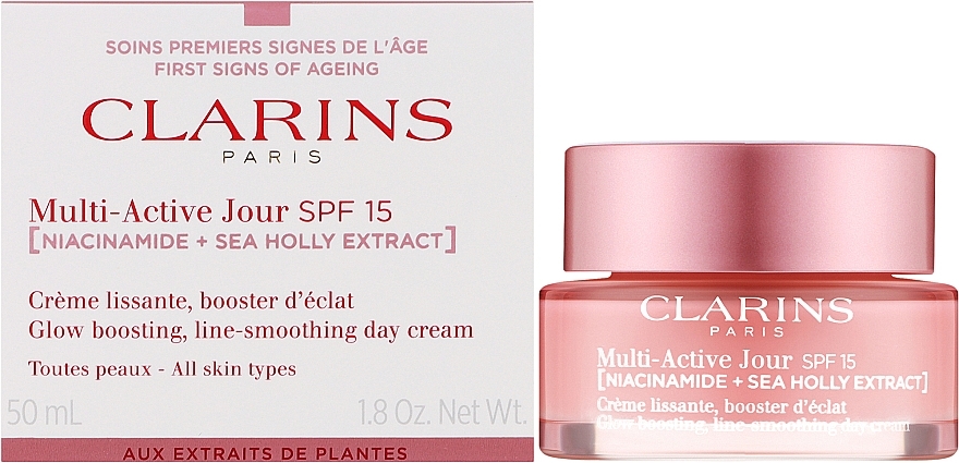 Sonnenschutzcreme für das Gesicht - Clarins Multi-Active Jour SPF15 Niacinamide+Sea Holly Extract Glow Boosting Line-Smoothing Day Cream — Bild N2