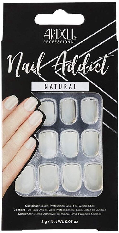 Falsche Nägel - Ardell Nail Addict Artifical Nail Set Natural Squared — Bild 24 St.