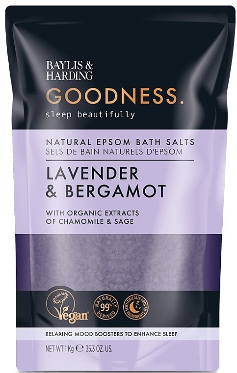 Badesalz mit Lavendel und Bergamotte  - Baylis & Harding Goodness Natural Epsom Bath Salts Lavender & Bergamot  — Bild N1