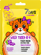 Düfte, Parfümerie und Kosmetik Gesichtsmaske mit Blaubeere und Eisenkraut-Extrakt - 7 Days Animal Wild Tiger-r-r Face Mask