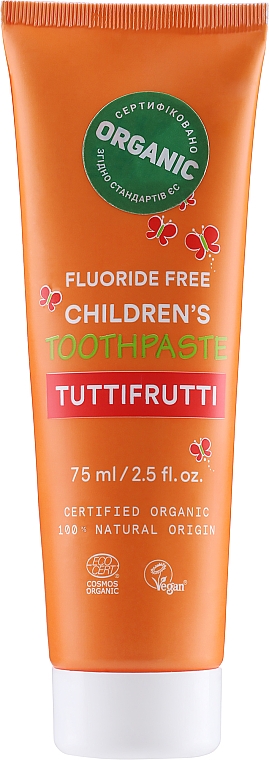 Fluoridfreie Kinderzahnpasta mit fruchtigem Geschmack - Urtekram Childrens Toothpaste Tuttifrutti