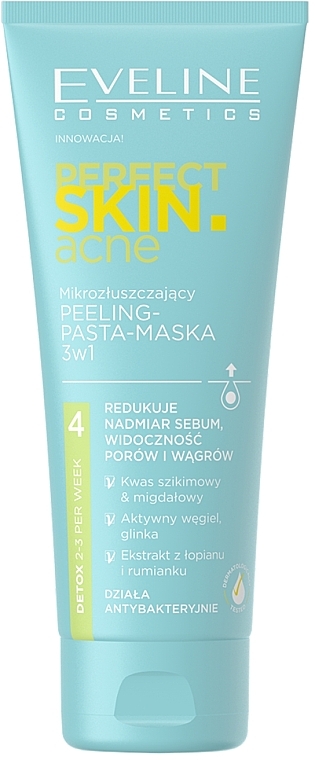 3in1 Peeling-Maske - Eveline Cosmetics Perfect Skin.acne Face peeling Mask — Bild N1