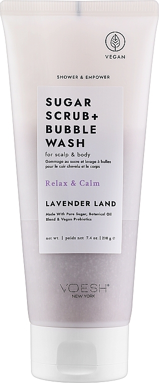 Zuckerpeeling für Kopfhaut und Körper Lavendel - Voesh Sugar Scrub+Bubble Wash Lavender Land — Bild N1