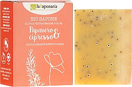 Düfte, Parfümerie und Kosmetik Tonisierende und regenerierende Bio-Seife mit Mohn und Zypresse - La Saponaria Bio Sapone