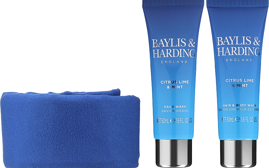 Badeset für Männer - Baylis & Harding Men's Citrus Lime & Mint (2in1 Shampoo und Duschgel 50ml + Gesichitswaschgel 50ml + Flasche, Mikrofaser-Handtuch für das Gesicht) — Bild N2