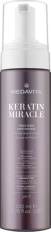 Glättendes und Anti-Frizz-Mousse - Medavita Keratin Miracle Frizz Over Hair Mousse — Bild N1