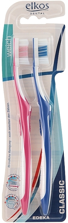 Zahnbürste weich rosa und blau - Elkos Dental Classic — Bild N2