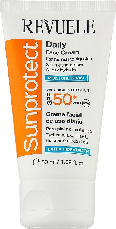 Feuchtigkeitsspendende Sonnencreme für das Gesicht  - Revuele Sunprotect Moisture Boost Daily Face Cream For Normal To Dry Skin SPF 50+ — Bild N1