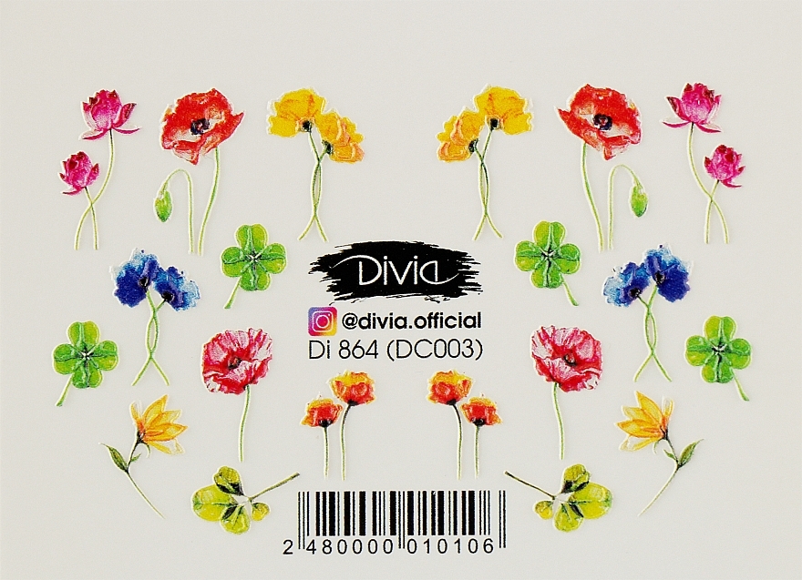 Dekorative Nagelsticker 3D Di864 - Divia Colour nail stickers "3D", Di864 — Bild N1
