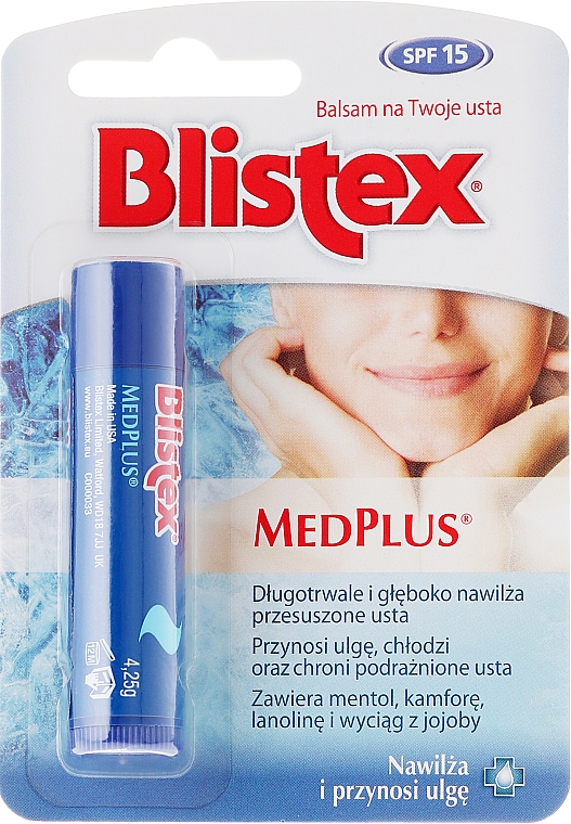 Feuchtigkeitsspendender Lippenbalsam SPF 15 - Blistex MedPlus Stick Lip Balm — Bild N1