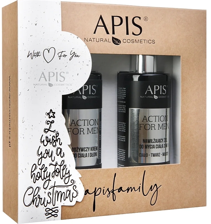 Set - APIS Professional Action For Men Gift Set (Hand- und Körpercreme/300 ml + Duschgel/300 ml) — Bild N1