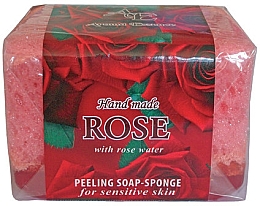 Düfte, Parfümerie und Kosmetik Handgemachte Peeling-Seife mit Rosenwasser - Aroma Essence Peeling Soap Sponge "Red Rose"