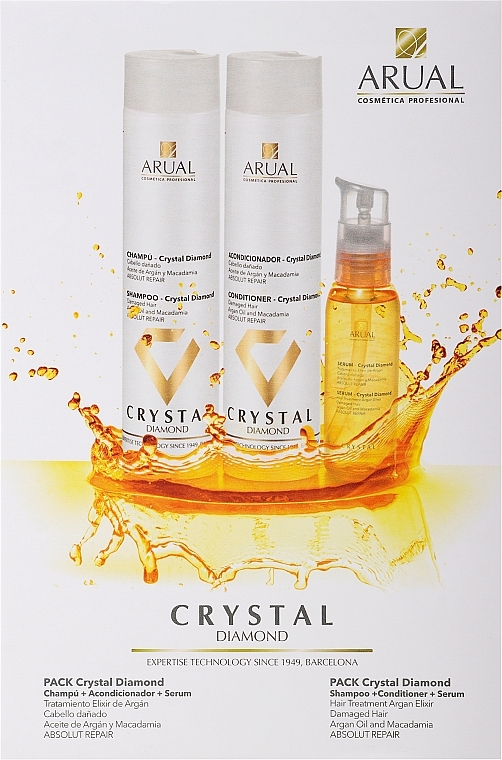 Haarpflegeset - Arual Crystal Diamond Kit (Haarshampoo 250ml + Conditioner 250ml + Serum 100ml) — Bild N1