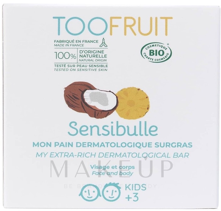 Knderseife für Gesicht und Körper Ananas & Kokosnuss - TOOFRUIT Sensitive Pineapple Coco Soap — Bild 80 ml