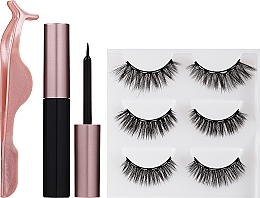 Düfte, Parfümerie und Kosmetik Make-up Set - Lewer Eye Lashes Magnetic Mini (Künstliche Wimpern 6 St. + Pinzette 1 St. + Eyeliner 1 St.)