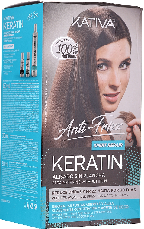 Haarpflegeset - Kativa Anti-Frizz Straightening Without Iron Xpert Repair (Haarmaske 150ml + Shampoo 30ml + Conditioner 30ml) — Bild N1