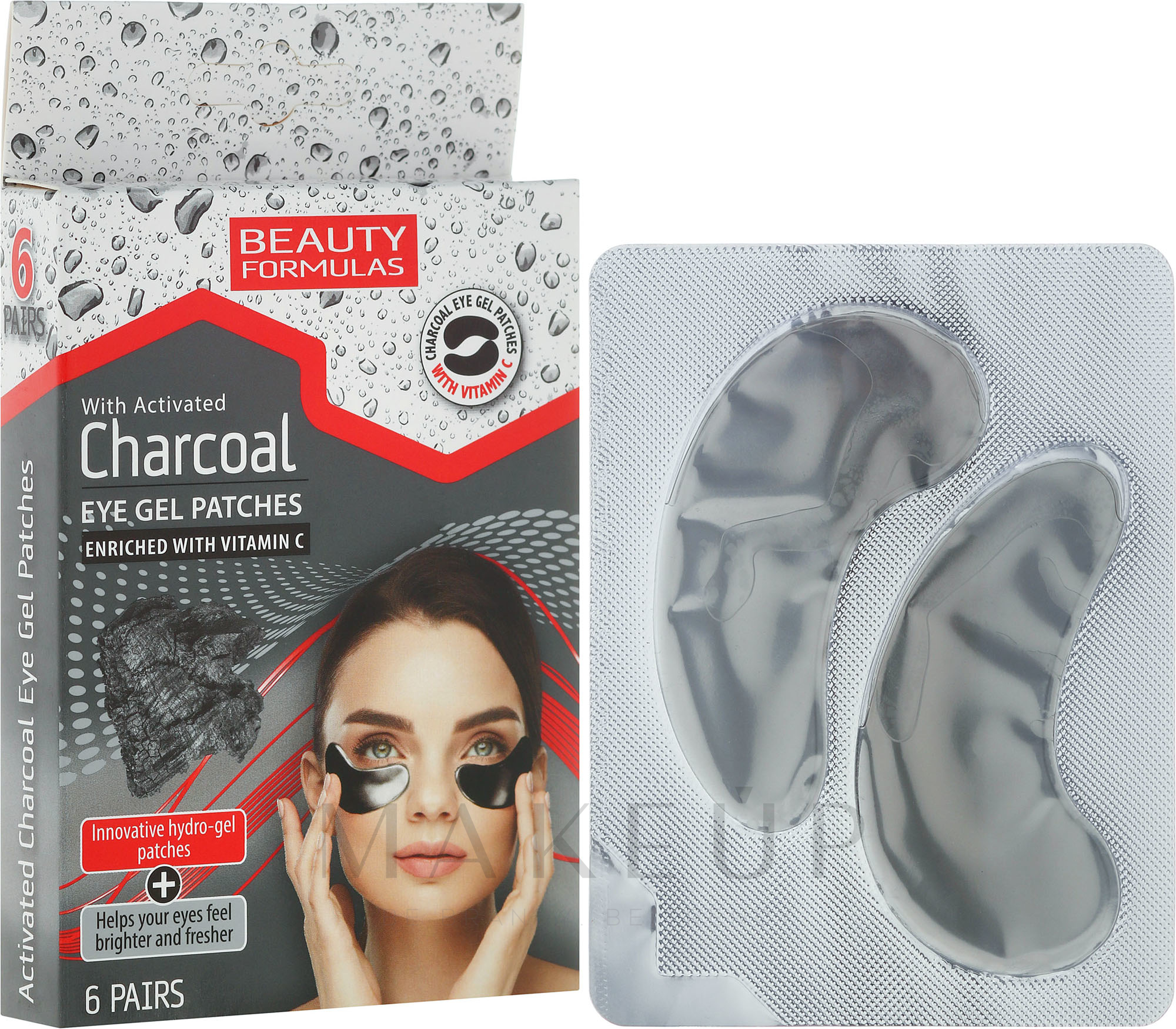 Augenpads mit Aktivkohle und Vitamin C - Beauty Formulas Charcoal Eye Gel Patches — Bild 6 St.