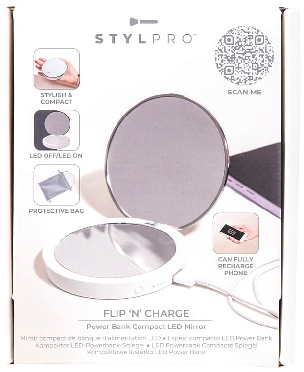 Spiegel - Stylideas Stylpro Stylpro Flip 'N' Charge Power Bank LED Mirror  — Bild N2