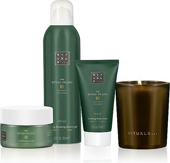 Set - Rituals The Ritual Of Jing Medium Relax Gift Set (sh/foam/200ml + b/scrub/125ml + b/cr/70ml + candle/1pc) — Bild N2