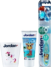 Düfte, Parfümerie und Kosmetik Zahnpflegeset für Kinder - Jordan Kids (Zahnpasta 0-5 Jahre 50ml + Zahnbürste 3-5 Jahre 1 St. + Zahnputzbecher Einhorn 1 St.)