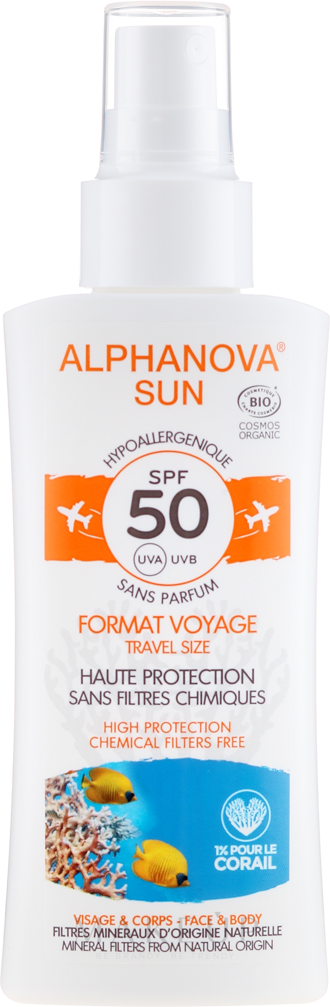 Bio Sonnenschutzspray für Gesicht und Körper SPF 50 - Alphanova Sun Bio SPF50 Spray Voyage — Bild 90 g