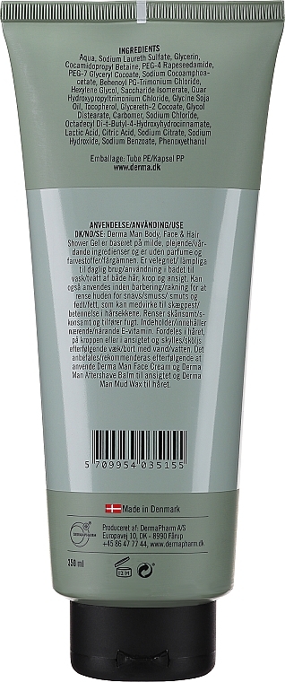 Waschgel für Gesicht, Körper und Haare - Derma Man Shower Gel Body Face & Hair For People Who Care Vegan — Bild N2