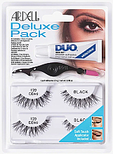 Düfte, Parfümerie und Kosmetik Set Künstliche Wimpern, Wimpernkleber und Applikator - Ardell Deluxe Pack 120 Demi Black