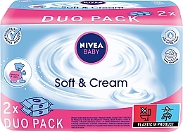 Düfte, Parfümerie und Kosmetik Sanfte und beruhigende Baby-Feuchttücher 2x63 St. - NIVEA Baby Soft & Cream