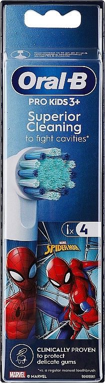 Austauschbare Zahnbürstenköpfe für elektrische Kinderzahnbürste Spiderman 4 St. - Oral-B Pro Kids 3+  — Bild N1