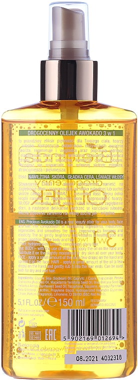 3in1 Avocadoöl für Körper, Gesicht und Haare - Bielenda Precious Avocado Oil 3in1 — Bild N3