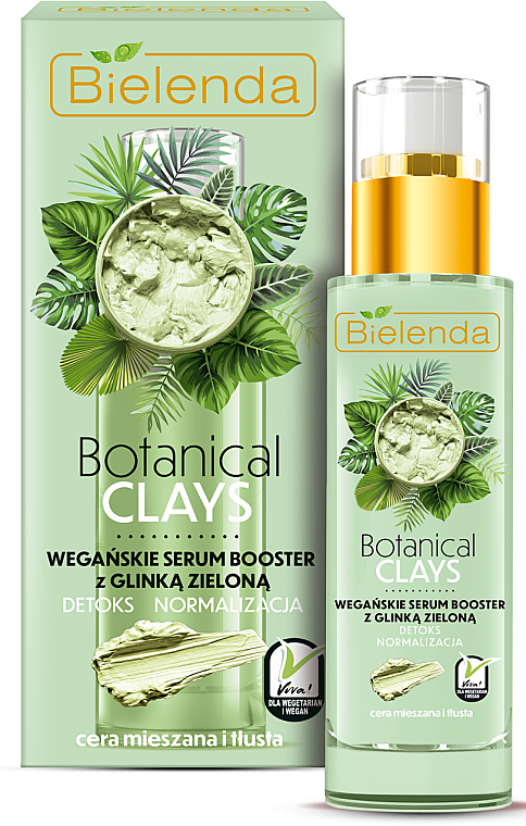Entgiftender und normalisierender Serum-Booster für das Gesicht mit grünem Ton - Bielenda Botanical Clays Vegan Serum Booster Green Clay — Bild N1
