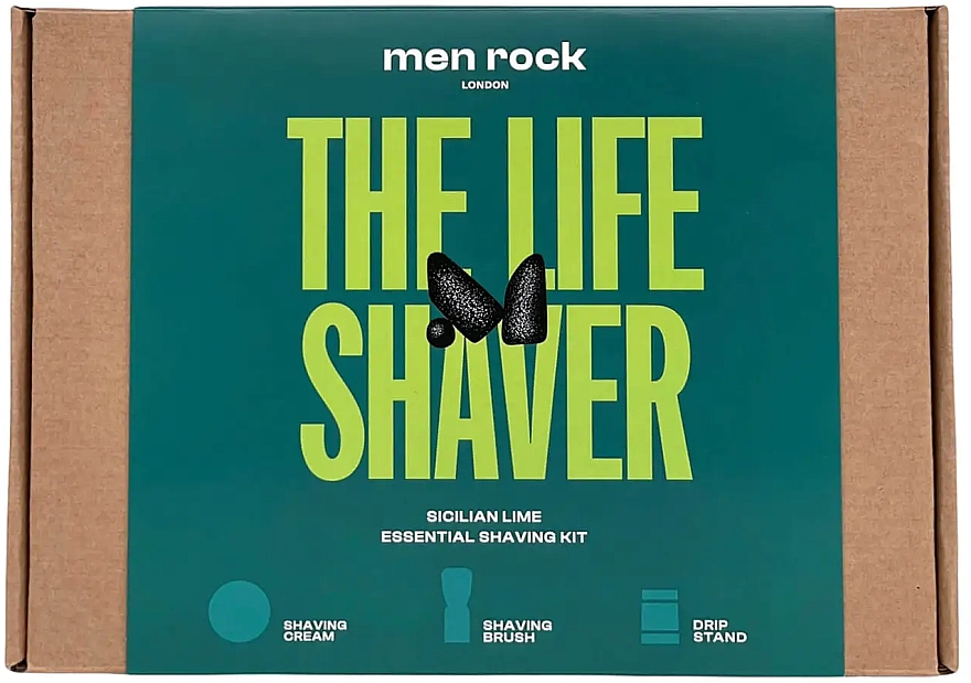 Set - Men Rock The Life Shaver Sicilian Lime Kit (sh/cr/100ml + sh/br/1pcs + stand/1pcs) — Bild N1