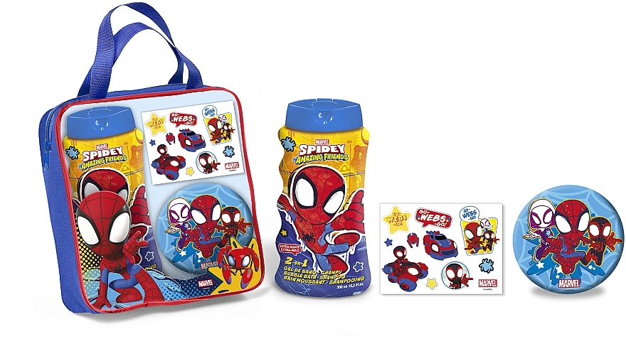 Set - Lorenay Spiderman (sh/gel/300 ml + washcloth/1 pcs + tatoos/1 pcs + pouch) — Bild N1