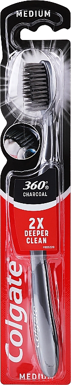 Zahnbürste mittel schwarz mit rosa - Colgate 360 Black Medium — Bild N1