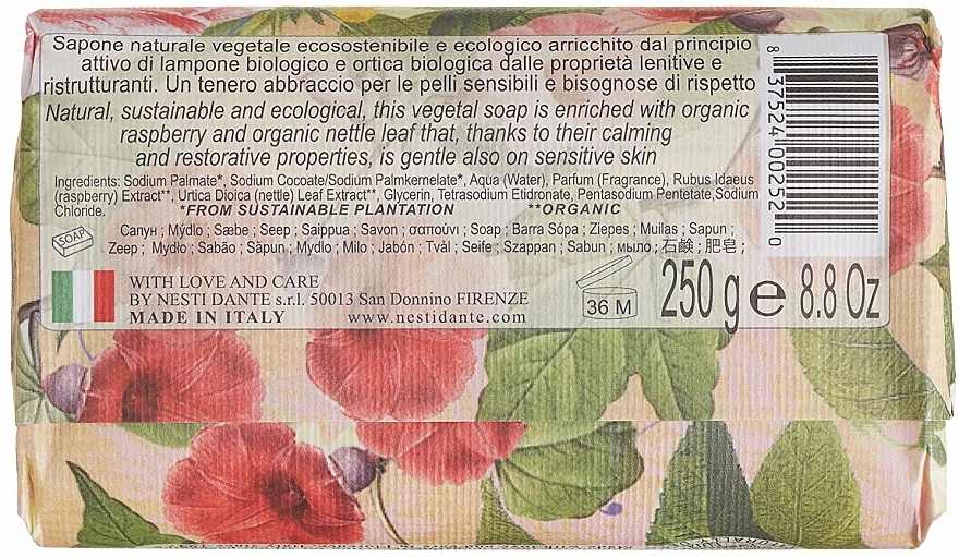 Naturseife Wild Raspberry & Nettle - Nesti Dante Vegetable Soap Bio Natura Collection  — Bild N2