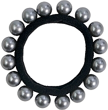 Haargummi mit grauen Perlen schwarz - Lolita Accessories — Bild N1