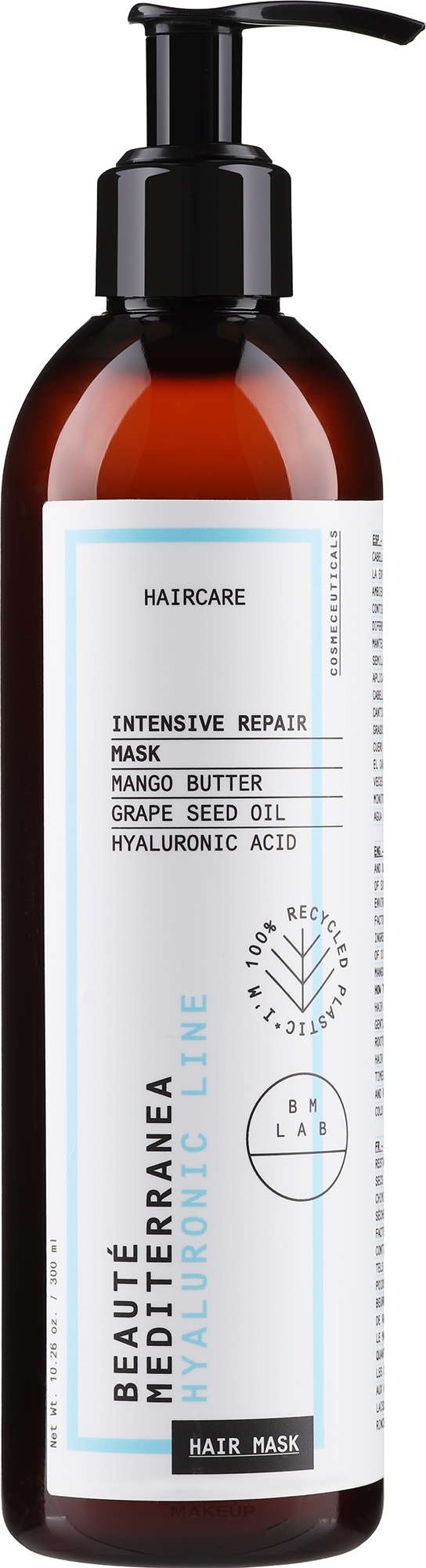 Regenerierende Haarmaske mit Hyaluronsäure, Mangobutter und Traubenkernöl - Beaute Mediterranea High Tech Hyaluronic Hydra Mask — Bild 300 ml