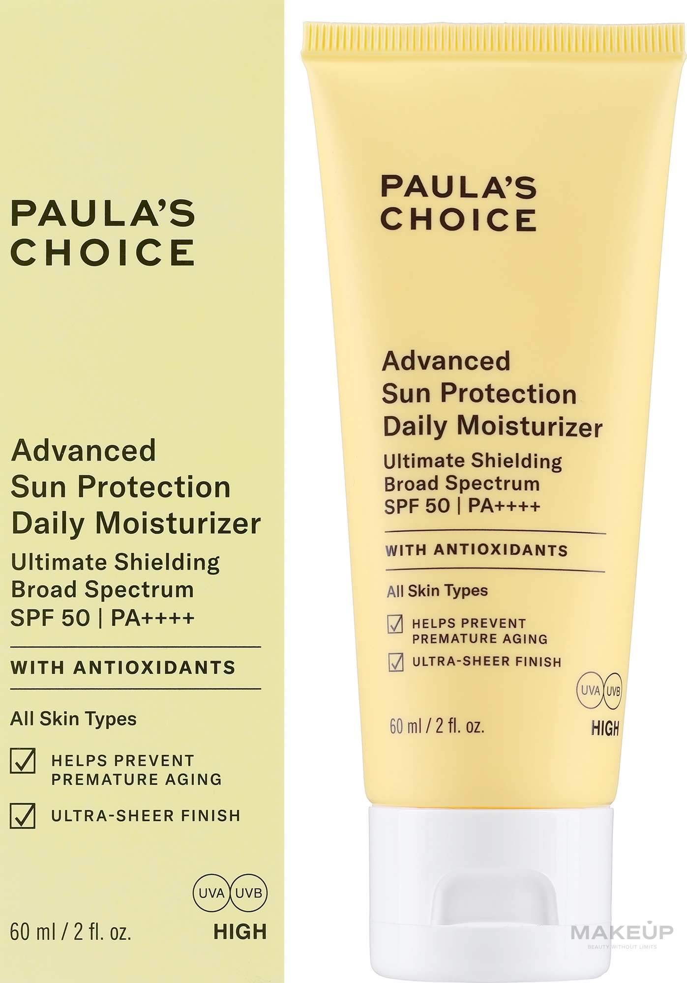 Paula's Choice Advanced Sun Protection Daily Moisturizer SPF 50 PA+++ - Feuchtigkeitsspendende Sonnenschutzcreme SPF 50 — Bild 60 ml