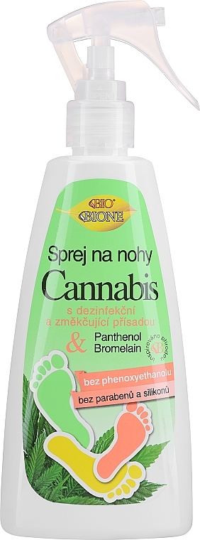 Erfrischendes Fußspray mit Cannabis-Extrakt - Bione Cosmetics Cannabis Foot Spray With Triethyl Citrate And Bromelain