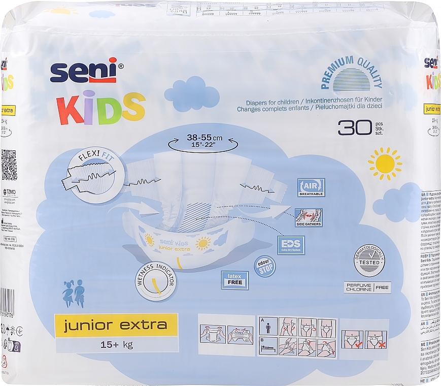 Windeln für Kinder Kids Junior Extra 15-30 kg - Seni — Bild N1