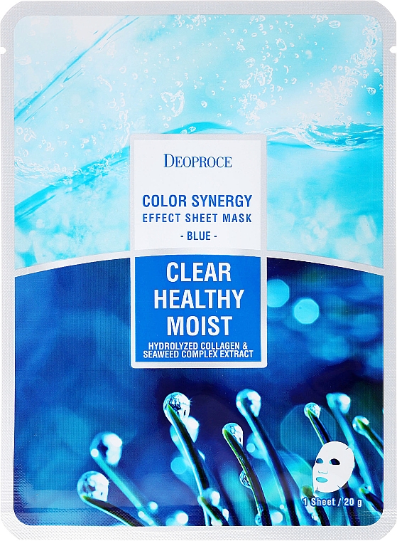 Lifting-Tuchmaske mit Algenkomplex-Extrakt und hydrolysiertem Kollagen - Deoproce Color Synergy Effect Sheet Mask Blue — Bild N1