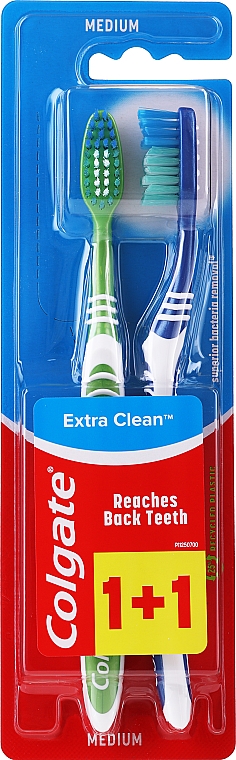 Zahnbürste mittel Extra Clean blau und grün 2 St. - Colgate Extra Clean Medium